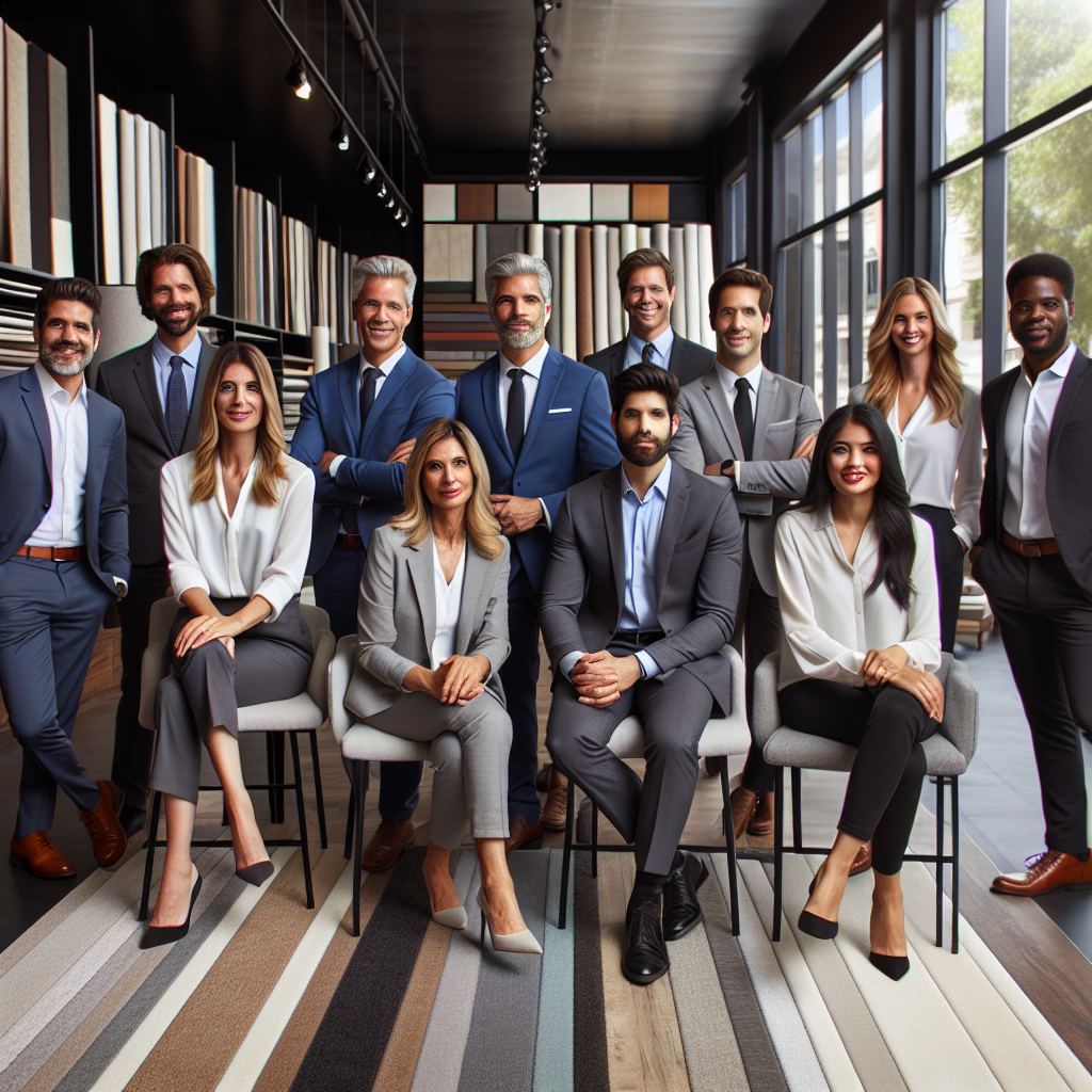 Property management team professionals in modern office setting